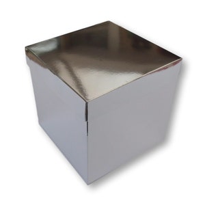 5er Pack silberne Geschenkboxen, Würfel, Blumen, Kleidungsstücke, Schmuck, Kuchen, Geschenke