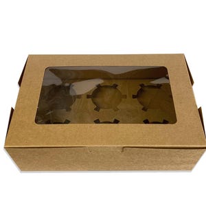 10 x bruine 6-gaats cupcakedoosjes met venster, klep, muffins, sprookjestaarten, zoetwaren bathbombs, zeep, sieraden, cadeaus, ruimte voor 6 taarten