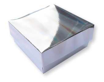 Pack of 10 3" x 3" Silver Gift Boxes, Jewellery, Cakes, Gifts, Brownies, Watches, Soaps, Biscuits, Christmas, Birthday, Christening