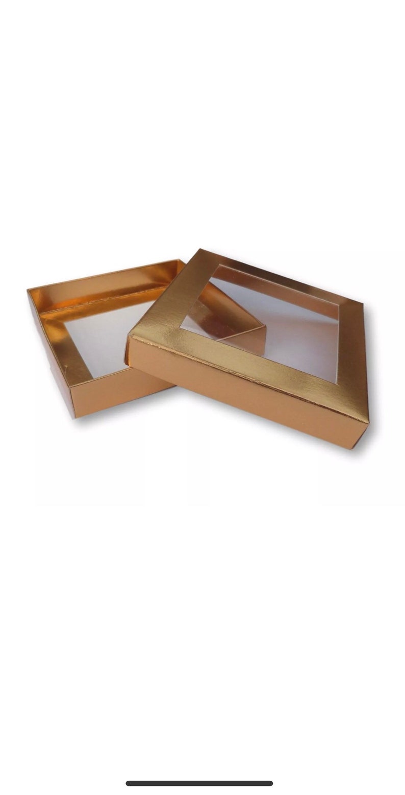 magnets coasters Pack of 55 4 x 4 White Gold Kraft Brown Silver Gift Boxes With Window Jewellery Cakes Gifts
