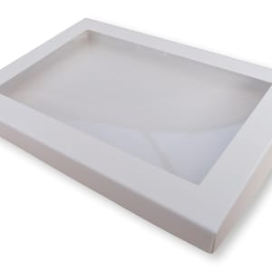 1 A5 Blanco / Kraft Brown Ventana Caja de Regalo, Tarjetas de Felicitación, Cajas de Joyería, Favores - MUESTRA.