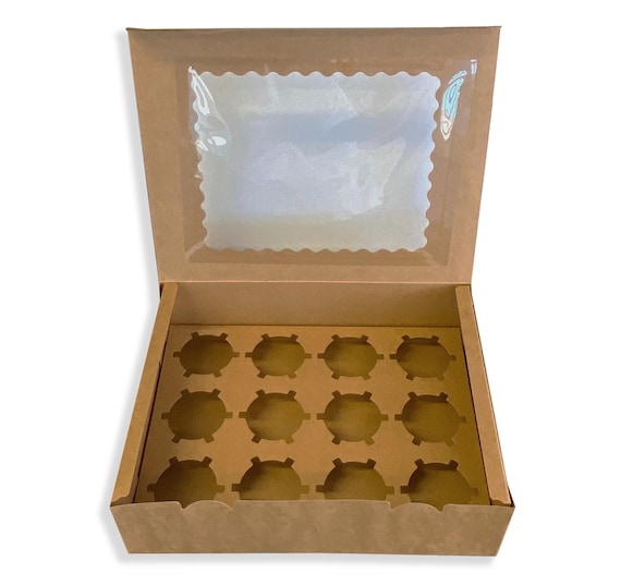 Scatole Cupcake 50 Scatole Per Cupcake A 2 Fori - Con Maniglia E Finestra, Cartone Alimentare, Ideali Per Feste E Regali Scatole Cupcake Cartone Alimentare 16x9x9cm
