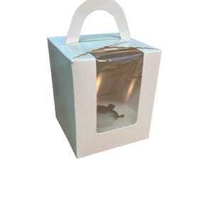 Confezione da 10 scatole alte bianche per cupcake con finestra e maniglia, bombe da bagno, sapone, gioielli, torte, regali, contiene 1 torta
