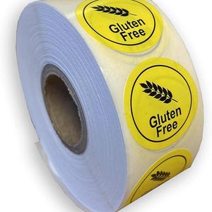 1 rol met 25 mm glutenvrij voedseletiket cirkel dieetetiket zuivelvrije identificatielabels, allergeenetiketten, keuken