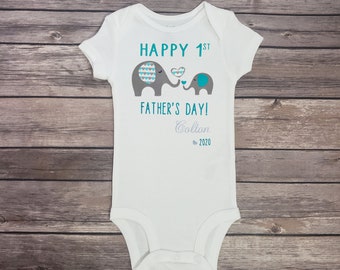 Happy Father's Day, baby bodysuit, baby Onesie®, baby outfit, baby gift, first Father's Day, Father's Day present, elephant baby clothes