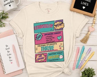 Schul Counselor Comic Strip T-Shirt, Ratgeber Wertschätzung Geschenk, Mental Gesundheit Schul Shirt, helfende Studenten T-Shirt, Guidance Counselor