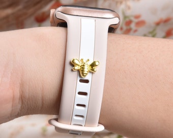 Apple Watch Silicone Band With Honey Bee Charm 38mm 40mm 41mm 42mm 44mm 45mm Series 1-8 & SE