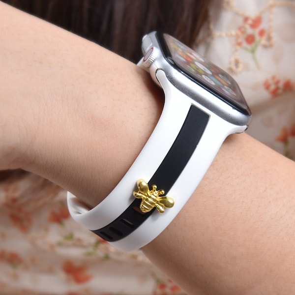 Apple Watch Silicone Band With Honey Bee Charm 38mm 40mm 41mm 42mm 44mm 45mm Series 1-7 & SE