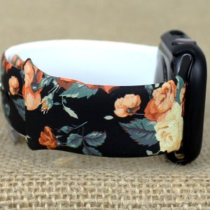 Apple Watch Floral Flower Pattern Print Silicone Bands Gift 38mm 40mm 41mm 42mm 44mm 45mm Series 1-7 & SE