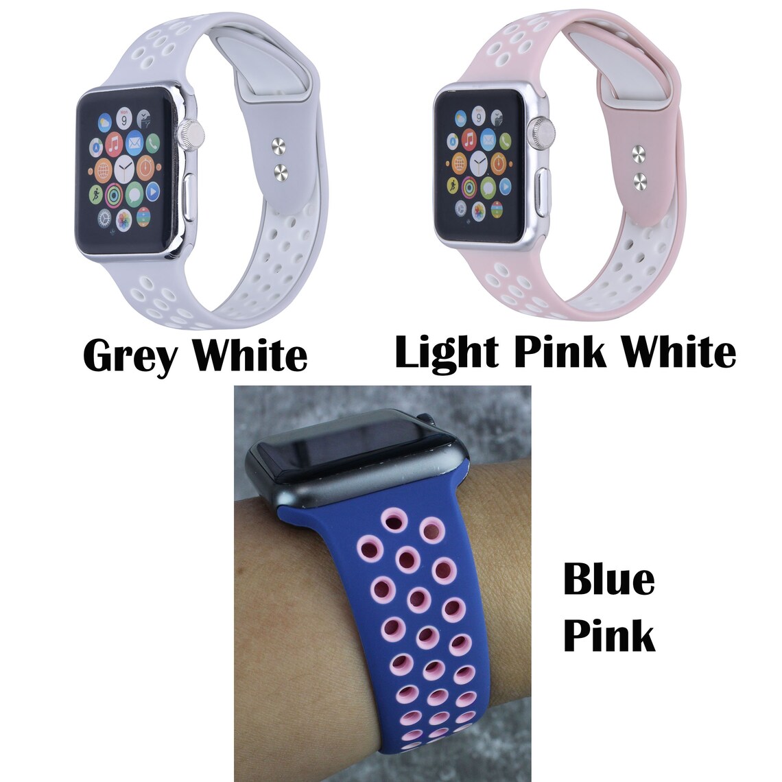 Breathable Silicone Sport Band for Apple Watch 38mm 40mm 42mm Etsy