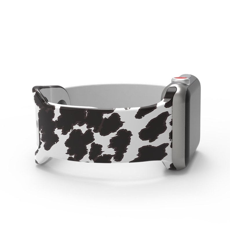 Black Cow Apple Watch Pattern Silicone Animal Black White Bands Gift 38mm 40mm 41mm 42mm 44mm 45mm Series 1-7 & SE 