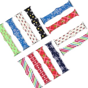 Christmas Holiday Winter Printed Silicone Apple Watch Band Free Shipping 38mm 40mm 41mm 42mm 44mm 45mm Series 1-7 & SE  Cane Snowman XMAS