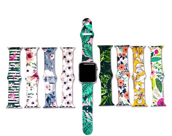 Floral Spring Summer Apple Watch Silicone Bands Gift 38mm 40mm 41mm 42mm 44mm 45mm Series 1-8 & SE