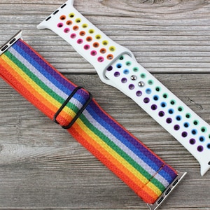 Apple Watch Pride Bands - Elastic Stripped Bands, Nylon Bands, Breathable Sports Bands 38mm 40mm 41mm 42mm 44mm 45mm Series 1-7 & SE