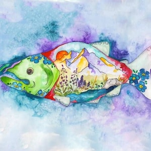 Alaska Salmon Watercolor
