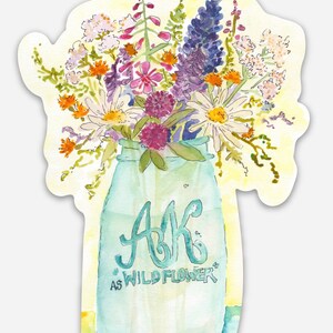 Alaska Wildflower Mason Jar Vinyl Sticker