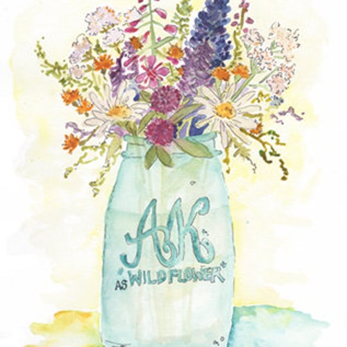 Wildflower Mason Jar Watercolor