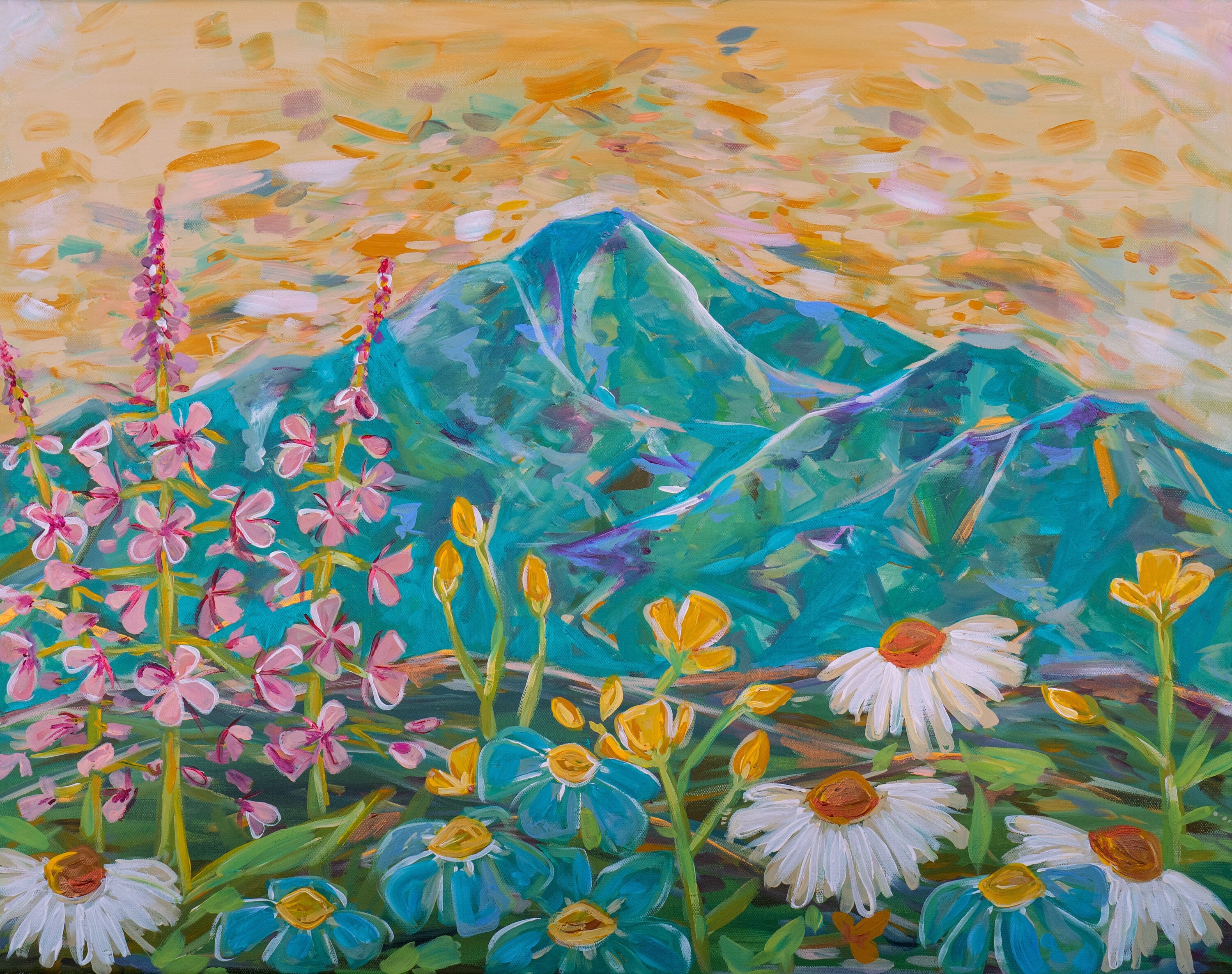 Alaskan Wildflower Mountains | Etsy