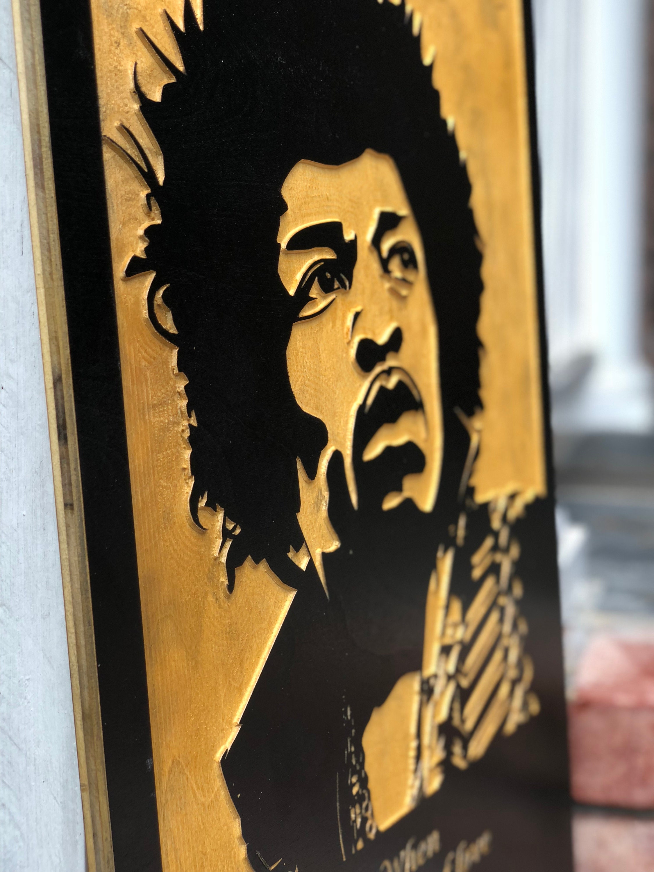 Jimi Hendrix 3D Wall Art Wood Carved Sign Wall Hanging Etsy