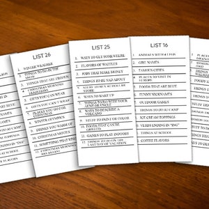 Scattergories Spielthemen - bearbeitbares PDF