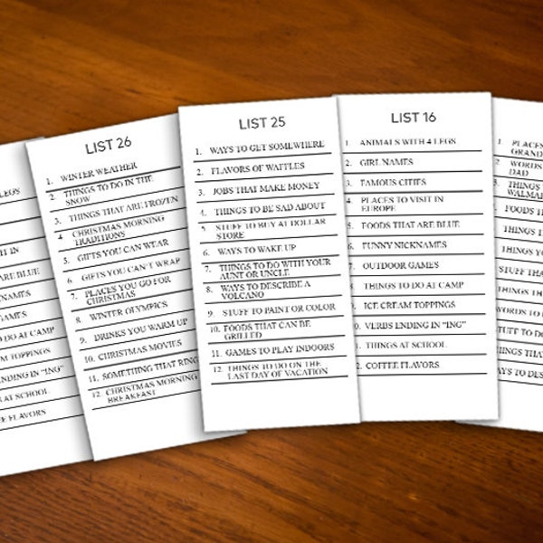 Scattergories Game Topics - editable PDF