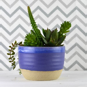 Purple 5 inch plant pot, succulent handmade planterwith drainage, cute planter, ceramic flower pot with drain hole, glaze