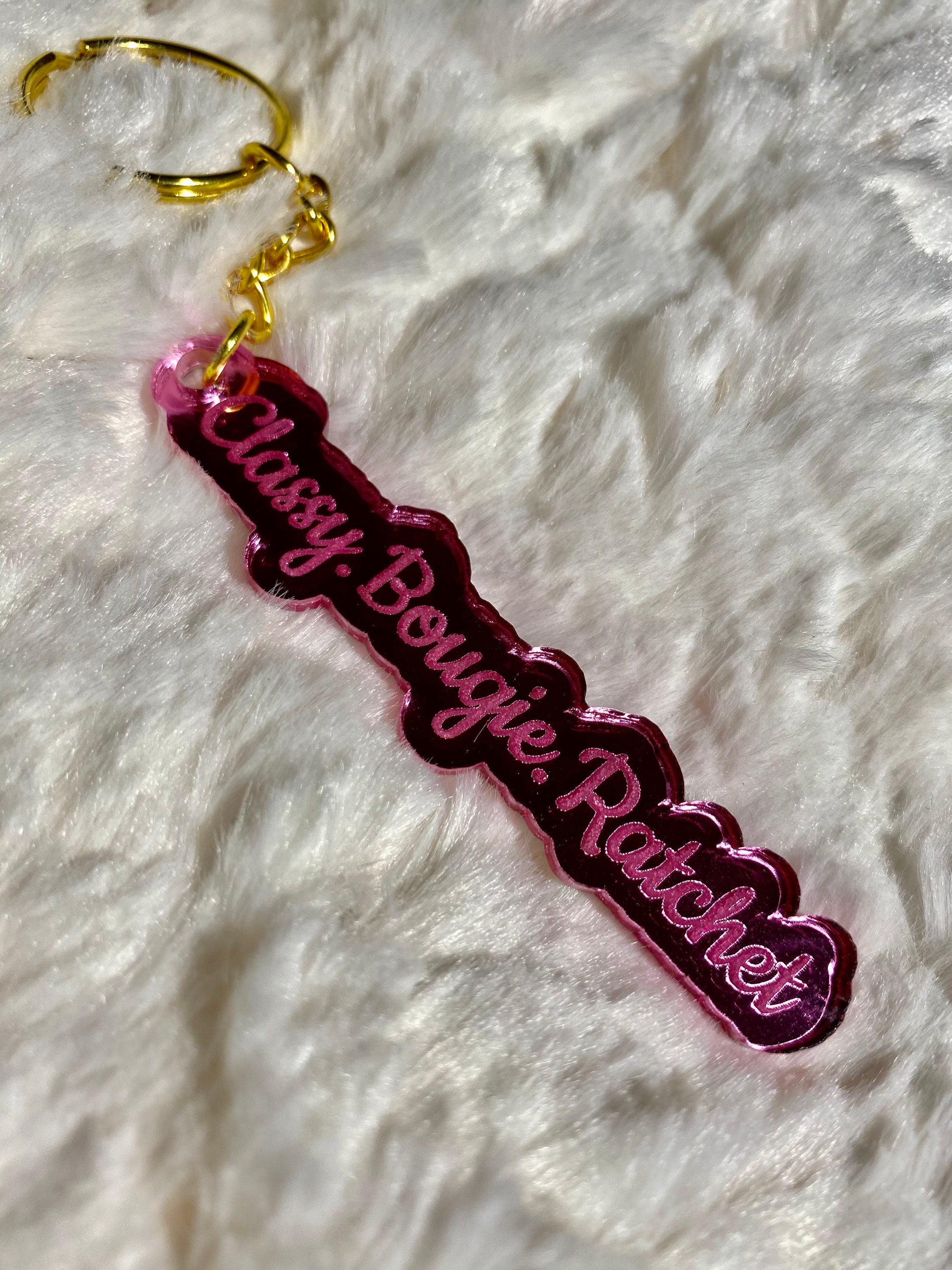 Mirror Acrylic Laser Engraved Keychains Personalized Name Etsy