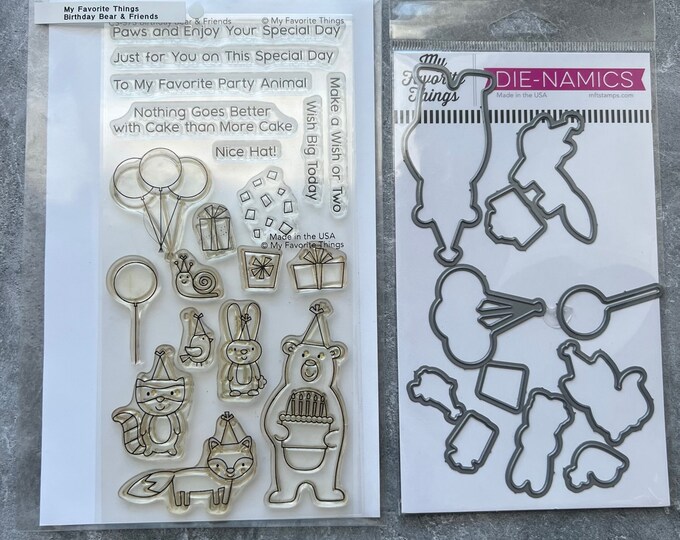My Favorite Things (MFT) - Birthday Bear & Friends Stamps and Dies - Etsy