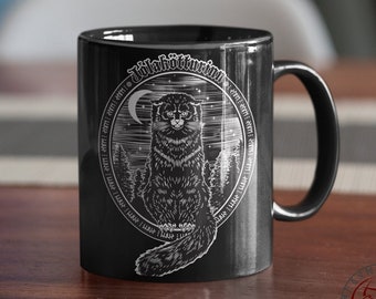 Yule Cat Mug, Jolakotturinn, Yule Cat Art, Black Cat of Iceland, Icelandic Christmas Gifts, Gledileg Jol, Scandinavian Christmas Gift