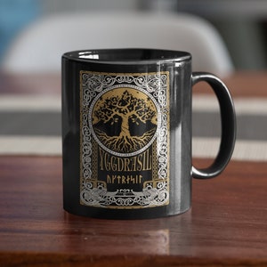 Yggdrasil, Tree Of Life Mug, Norse Mythology Coffee Mug, Nordic Symbols, Old Norse Runes, Pagan Mug, Viking Gift