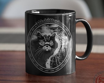 Yule Cat Mug, Jolakotturinn, Yule Cat Art, Black Cat of Iceland, Icelandic Christmas Gifts, Gledileg Jol, Scandinavian Christmas Gift
