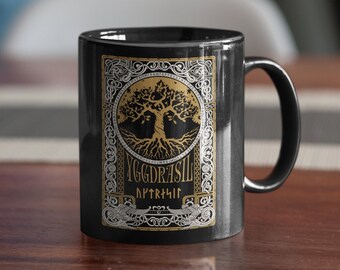 Yggdrasil, Tree Of Life Mug, Norse Mythology Coffee Mug, Nordic Symbols, Old Norse Runes, Pagan Mug, Viking Gift