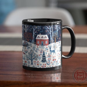Nordic Folk Art Mug, Rosemaling vintage floral art, Scandinavian Christmas decor, Norwegian Folk Art, Syttende Mai, Nordic Gift, Hygge Gifts