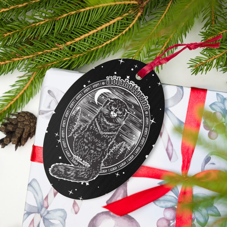 Yule Cat Wood Ornament, Jolakotturinn Wooden Ornament, Icelandic Christmas Ornament, Gledileg Jol Ornament, Scandinavian Christmas Gift