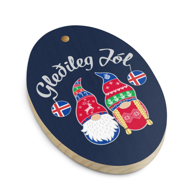 Gledileg Jol Ornament, Iceland Merry Christmas, Icelandic Flag, Iceland Ornament, Tomte Elf Gnome, Iceland gift, Icelandic Christmas Gift