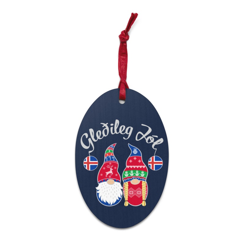 Gledileg Jol Ornament, Iceland Merry Christmas, Icelandic Flag, Iceland Ornament, Tomte Elf Gnome, Iceland gift, Icelandic Christmas Gift