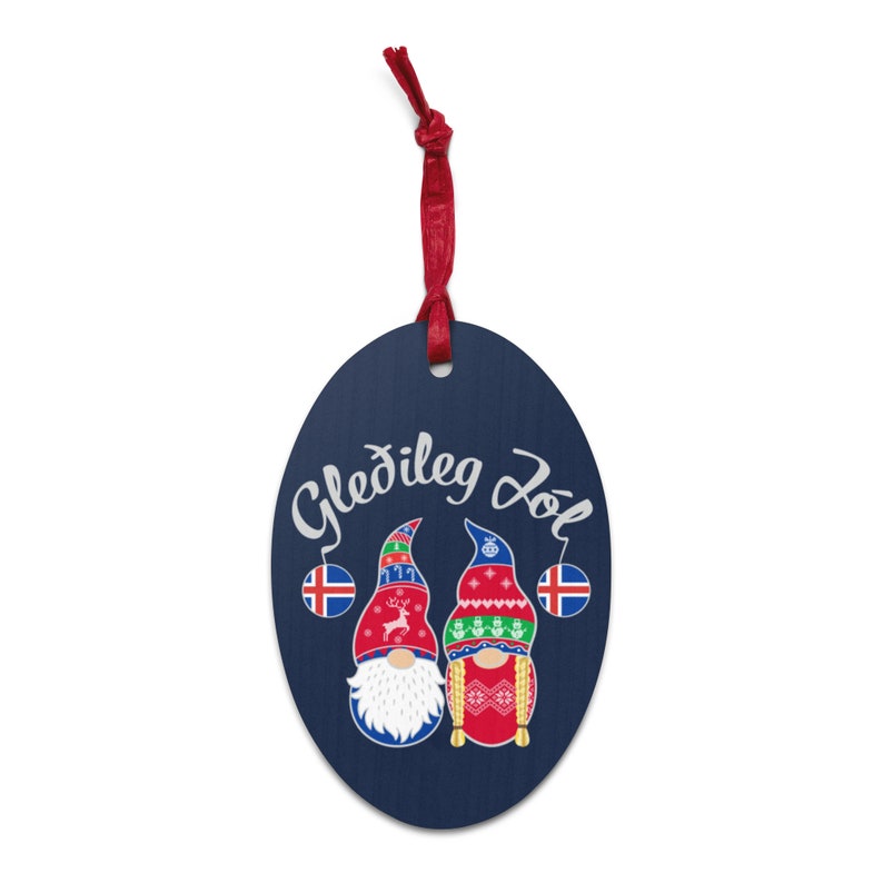 Gledileg Jol Ornament, Iceland Merry Christmas, Icelandic Flag, Iceland Ornament, Tomte Elf Gnome, Iceland gift, Icelandic Christmas Gift
