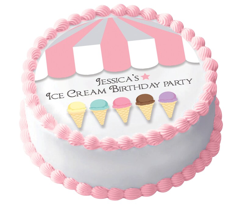 Ice Cream Theme Edible Cake Image Etsy