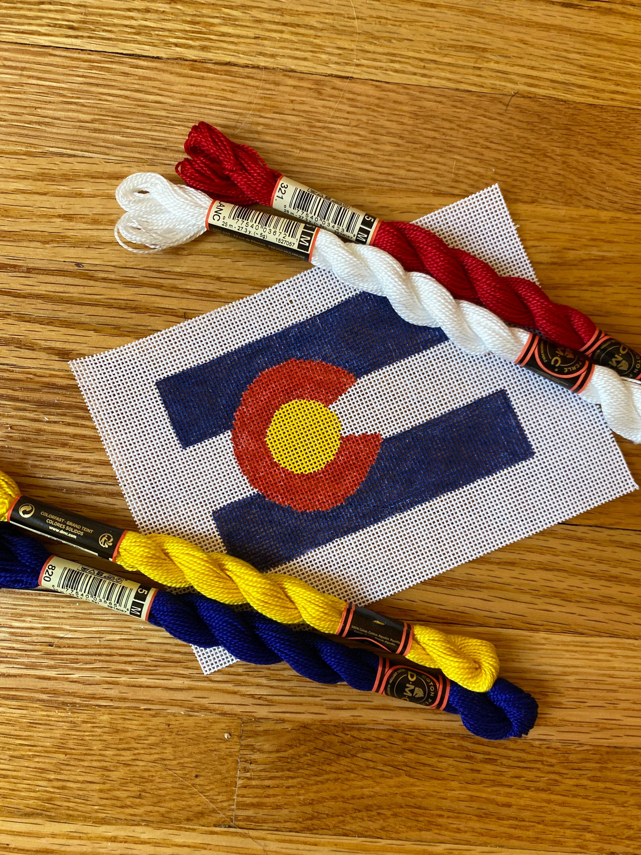 CO flag kit Hand painted needlepoint canvas and thread Etsy