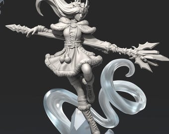 D&D Ice Princess Mini - Dnd Frozen Sorceress Miniature - Cold Mage - Rime Caster - Frostmaiden Queen - Female Sorcerer - 32mm Dnd Mini