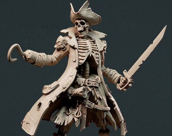 Cursed Captain Miniature Ghost Pirate Figurine | 32mm Scale | Dnd