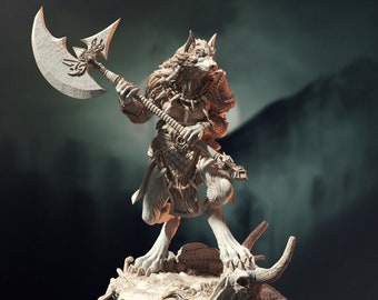 Werewolf Barbarian // Lycan Warrior // Wolf Gladiator // Dnd Mini
