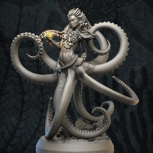 Miniature de sirène tentaculaire, modèle RPG imprimé en 3D