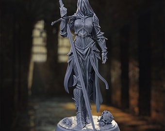 Faceless Maiden Paladin Knight Miniature, Holy Warrior Champion, Divine Guardian Fighter, Human Crusader Cleric, Sacred Order Sentinel