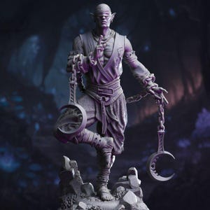 Dnd Blind Drow Mini - Lunar Monk - Lolth&#39;s Servant - Drow Martial Fighter - Underdark  Chained Drow - Tormented Loyalist - 32mm Dnd Mini