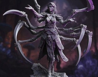 Dnd Spider Queen Mini - Drow Arachnid Hybrid - Lolth's Chosen - Drow Priestess - Underdark Monstrosity - Spider Woman - 32mm Dnd Mini