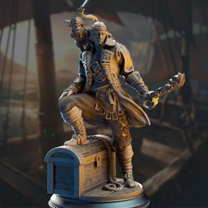 Dnd Pirate with Monkey Mini - Ship Scoundrel Minion - Monkey Companion - Pirate Ship Crew -Rogue Pirate DND - Swashbuckler - Dnd Mini
