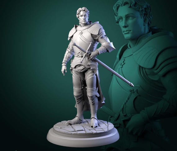 Human Fighter Miniature 32mm DnD Warrior Knight Paladin Kings Guard Tabletop RPG Mini