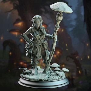 Halfling Spore Druid Mini - Woodland Hermit - Mushroom Druid Fey Folk - Fey Gnome - Halfling Alchemist - Potion Brewer - Dnd Mini