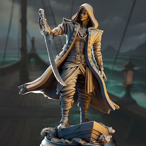 Pirate Necromancer Rogue Mini - Revenant of the Sea - Abyss Caller Pirate - Drowned Whisperer DND - Dnd Mini